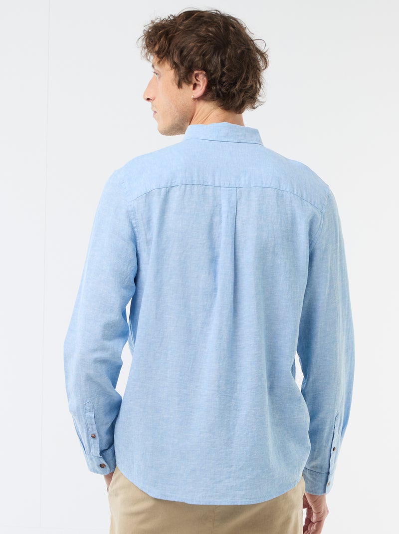 Camicia in misto lino Azzurro - Kiabi