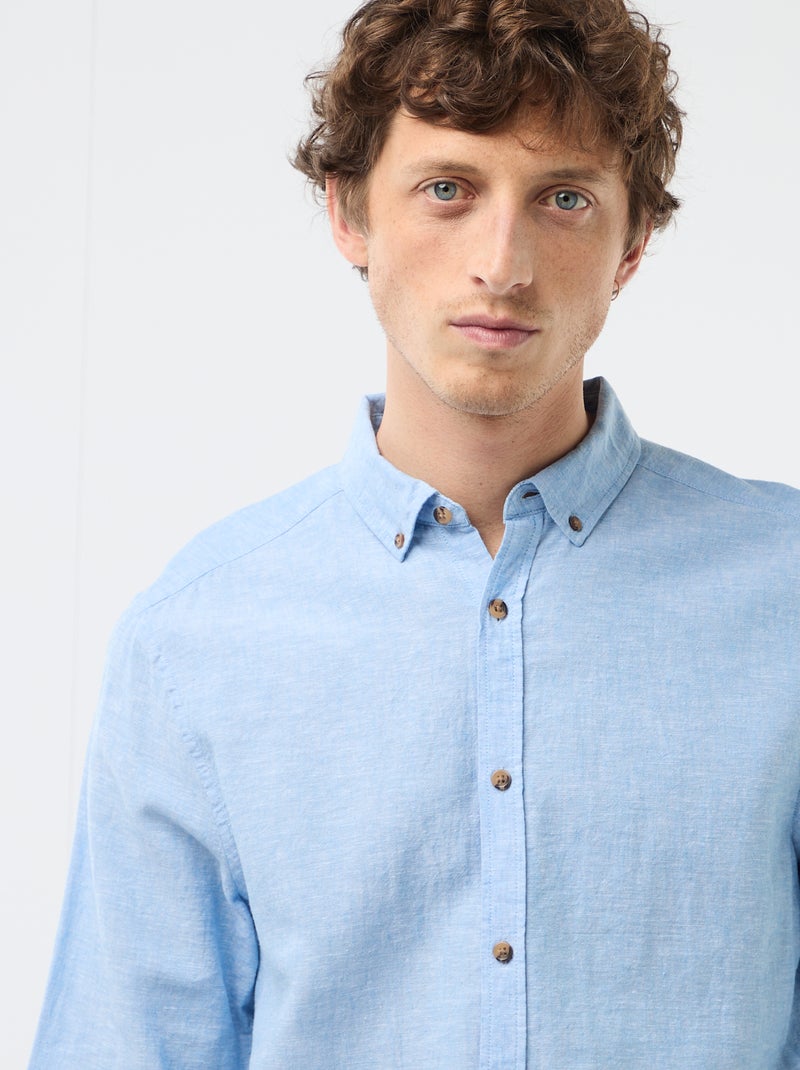 Camicia in misto lino Azzurro - Kiabi