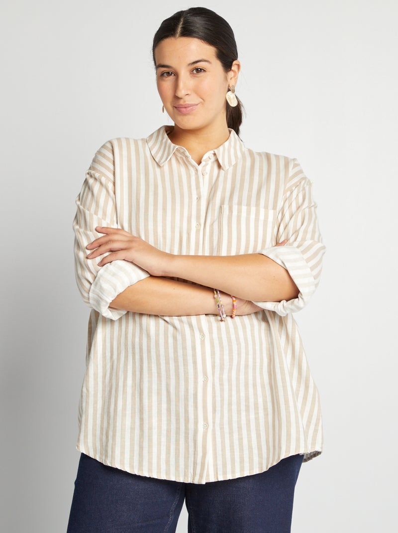 Camicia in misto lino BEIGE - Kiabi