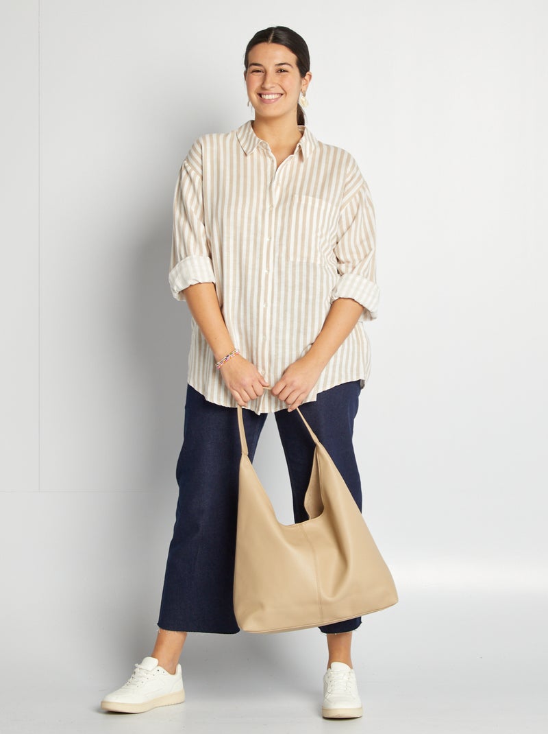 Camicia in misto lino BEIGE - Kiabi