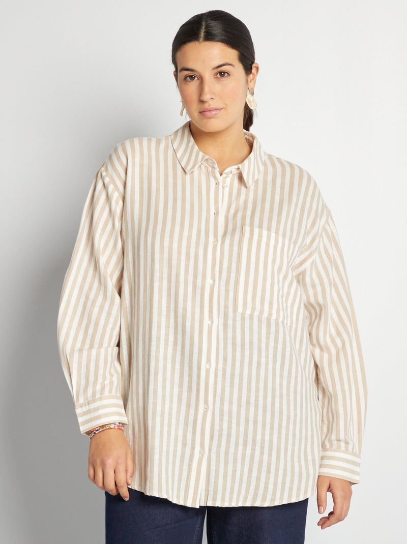 Camicia in misto lino BEIGE - Kiabi