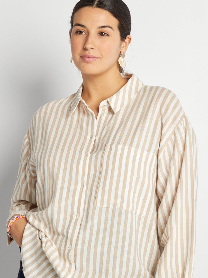 Camicia in misto lino BEIGE - Kiabi