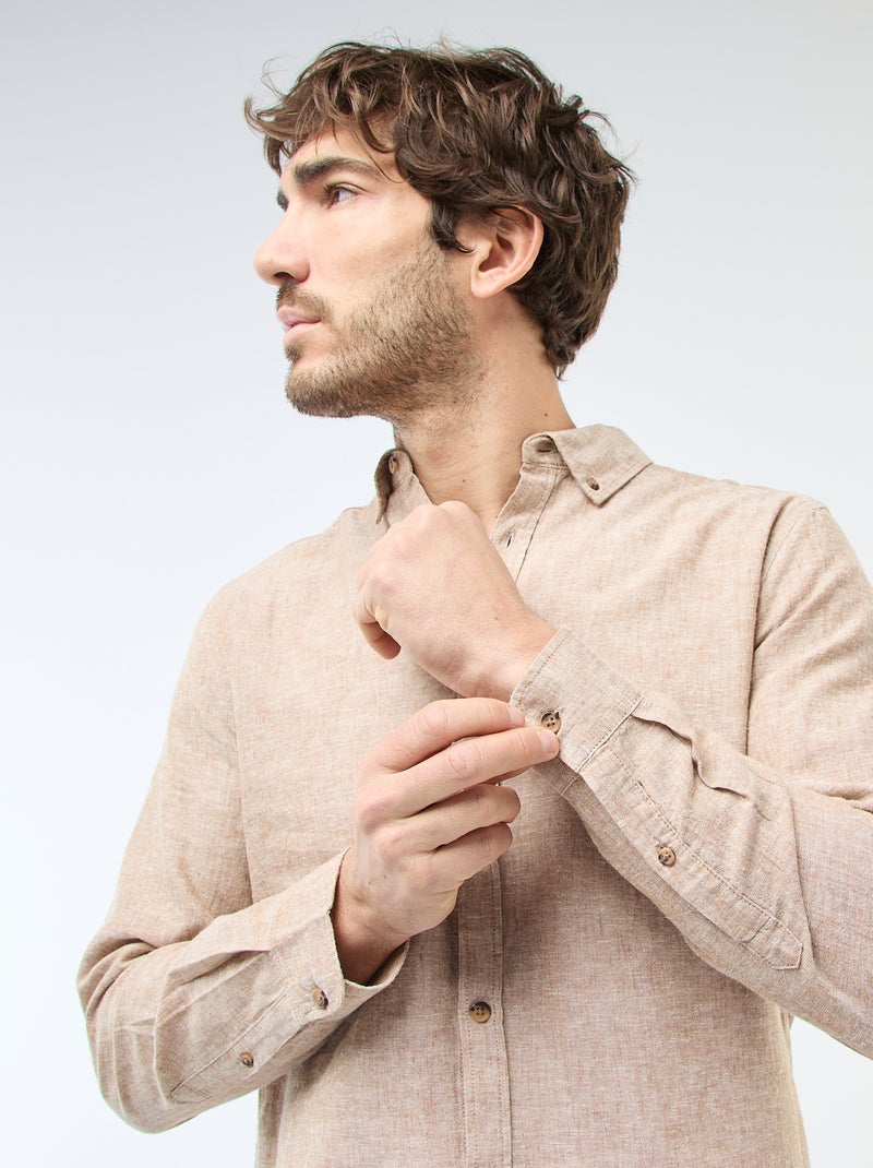 Camicia in misto lino Beige - Kiabi
