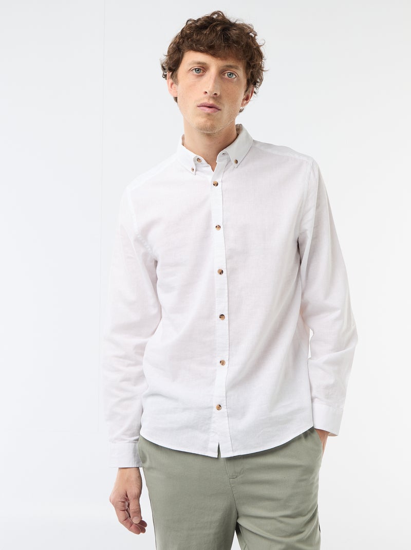 Camicia in misto lino Bianco - Kiabi