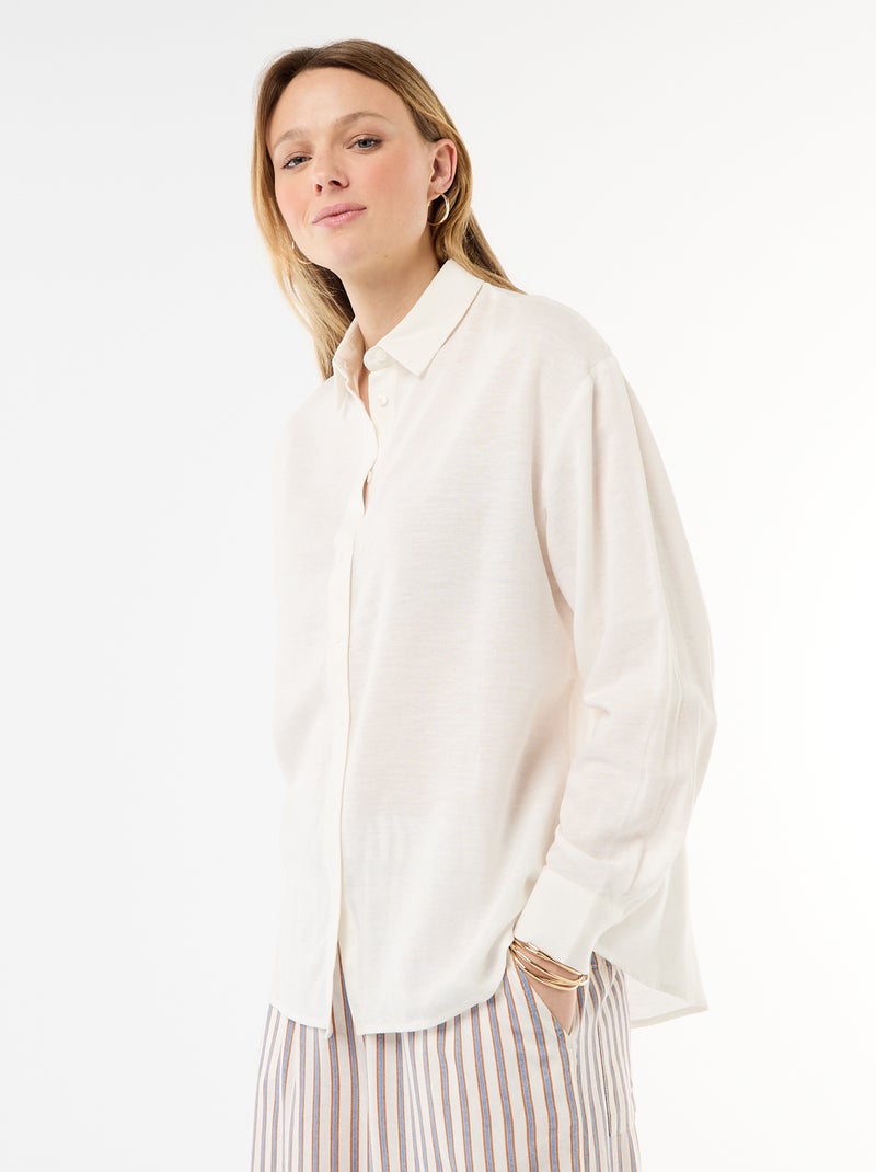 Camicia in misto lino Bianco - Kiabi