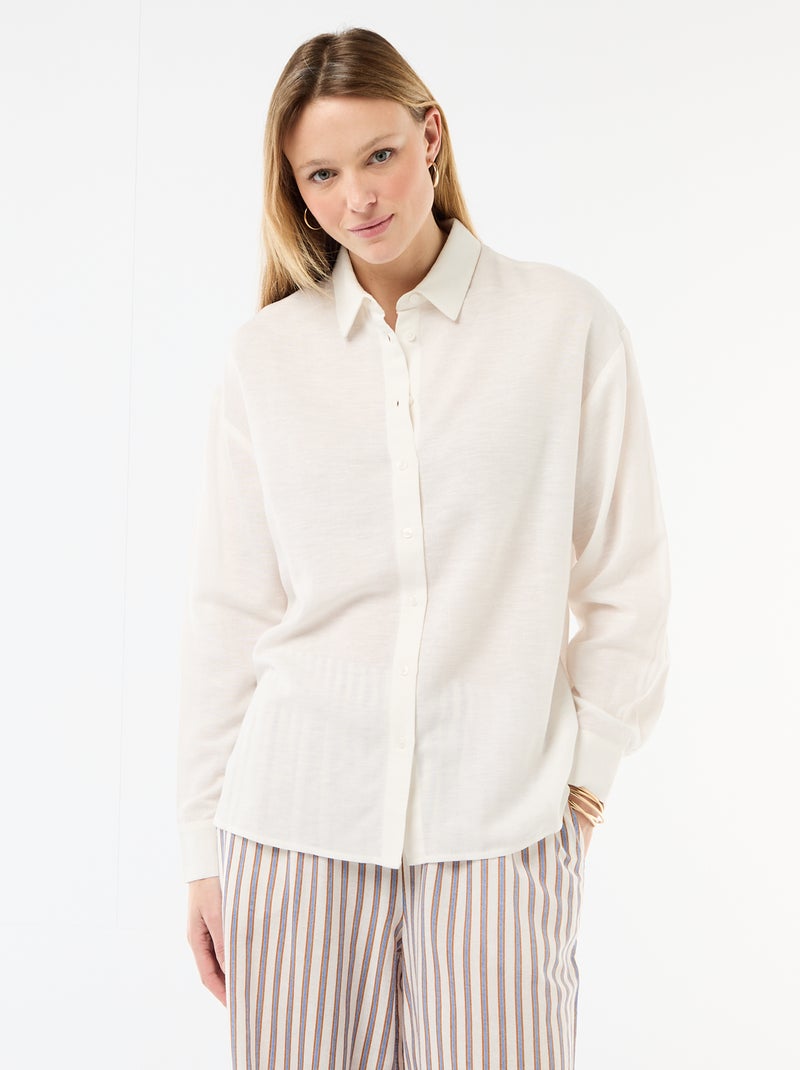 Camicia in misto lino Bianco - Kiabi