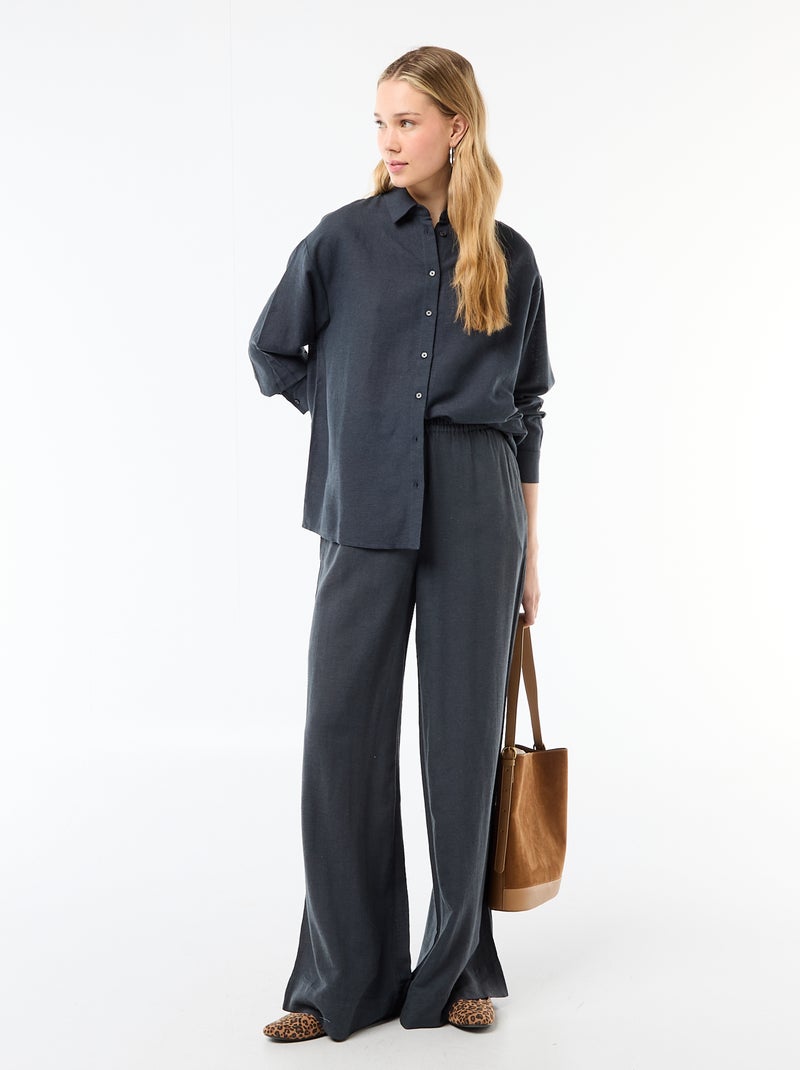 Camicia in misto lino Blu - Kiabi