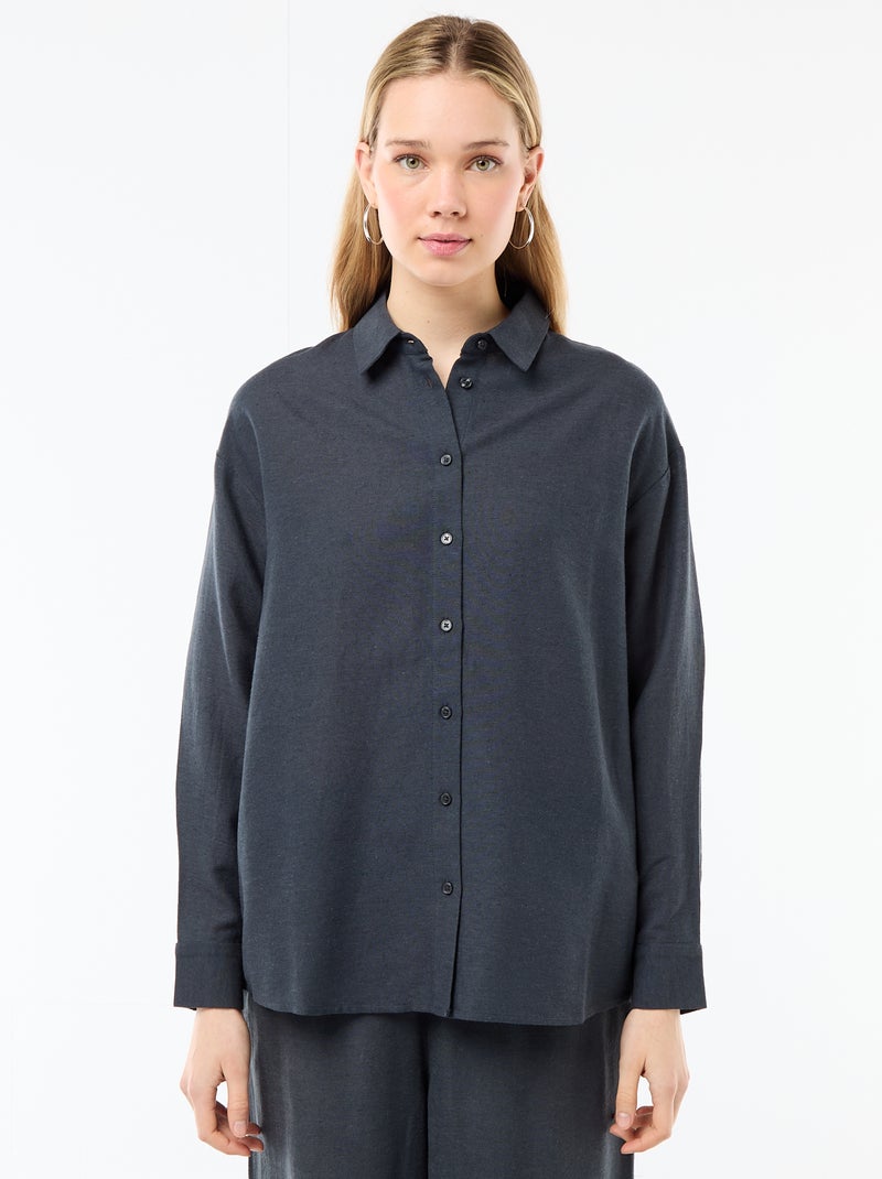 Camicia in misto lino Blu - Kiabi