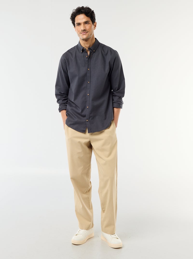 Camicia in misto lino Blu scuro - Kiabi