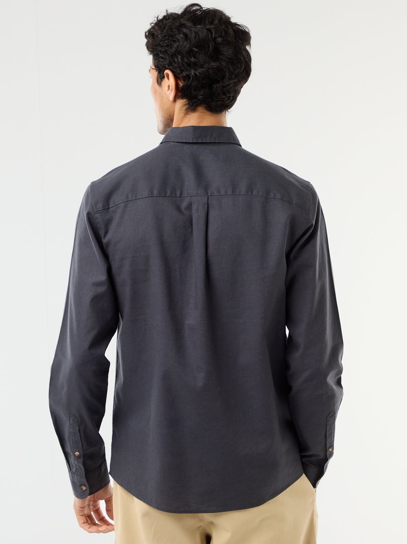 Camicia in misto lino Blu scuro - Kiabi