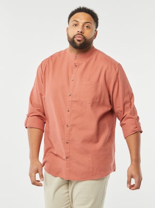 Camicia in misto lino con maniche lunghe arrotolabili