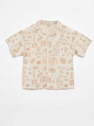 Camicia in misto lino con stampa