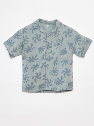 Camicia in misto lino con stampa