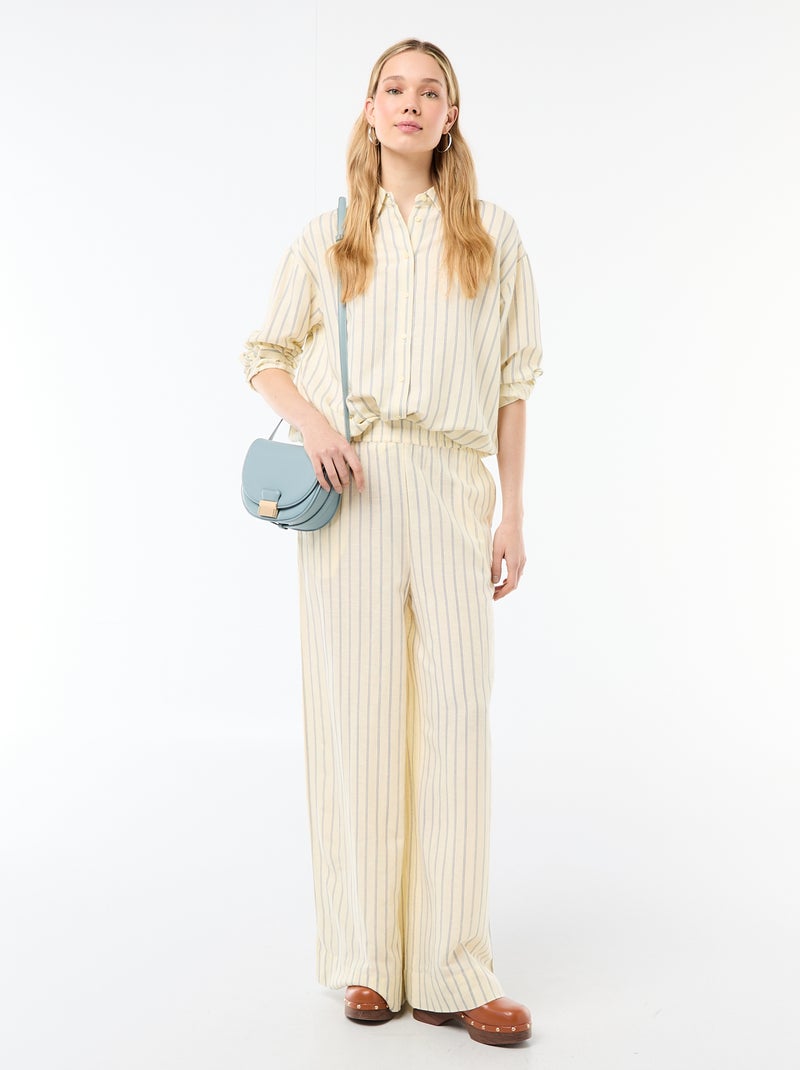 Camicia in misto lino Giallo - Kiabi