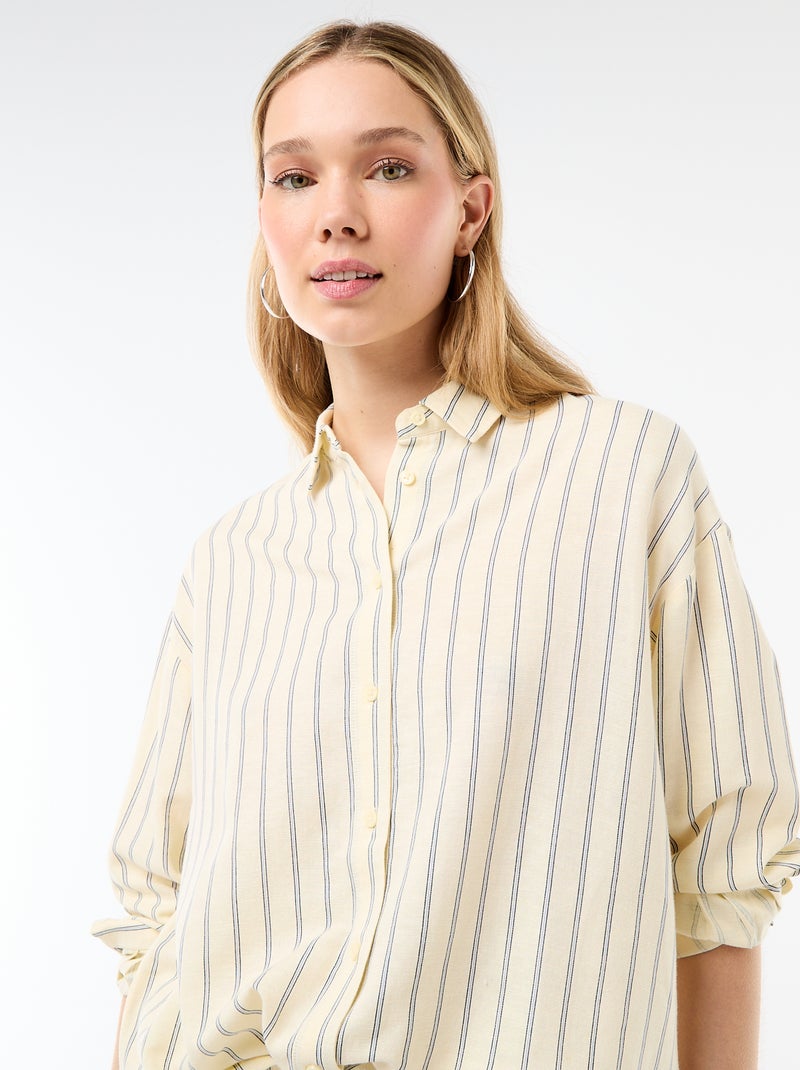 Camicia in misto lino Giallo - Kiabi