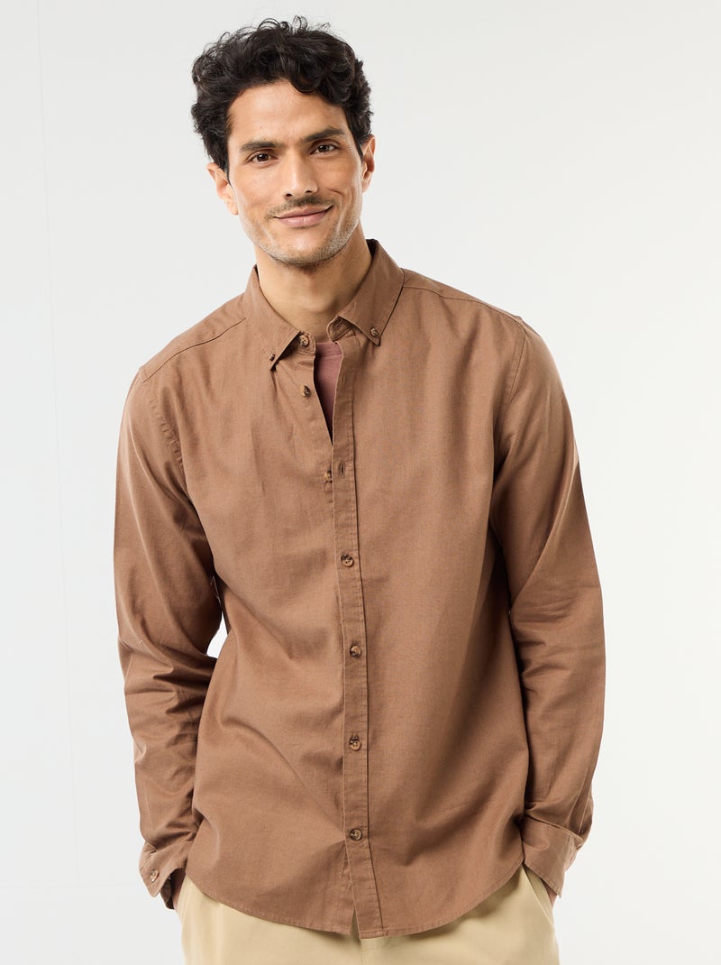 Camicia in misto lino Marrone - Kiabi