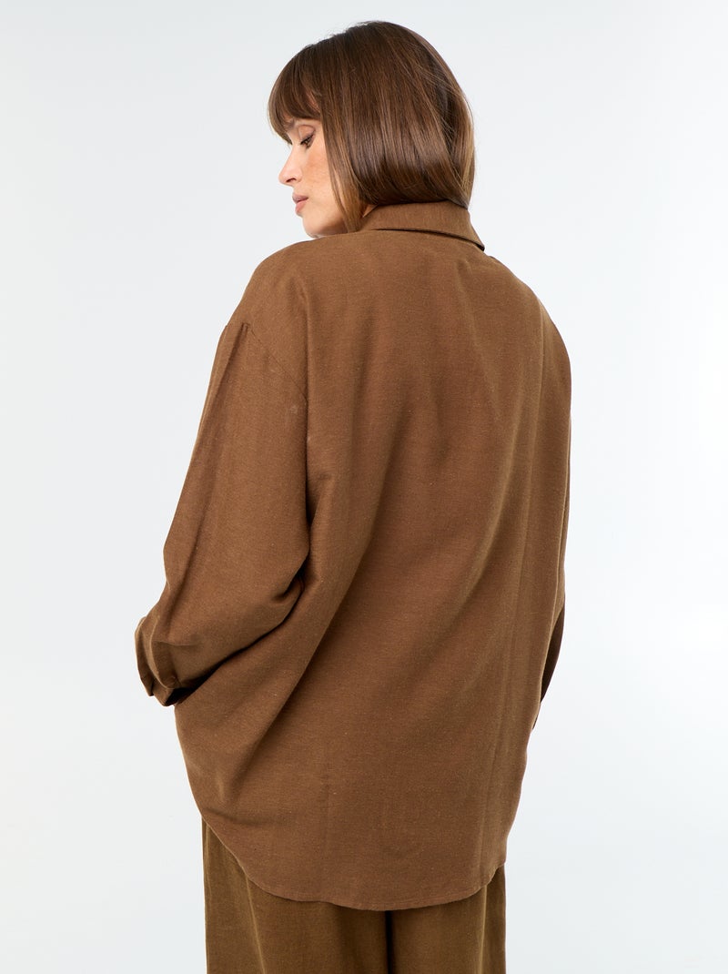 Camicia in misto lino Marrone - Kiabi