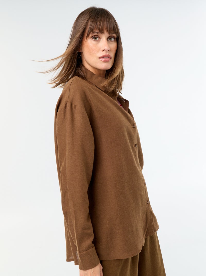 Camicia in misto lino Marrone - Kiabi