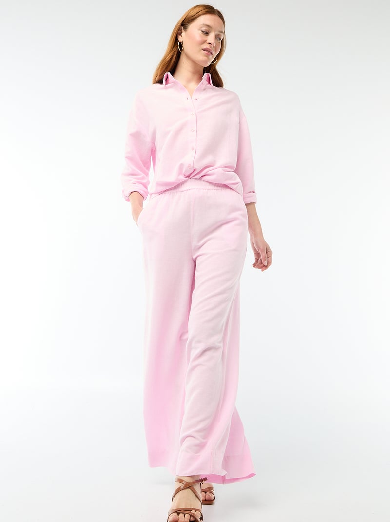 Camicia in misto lino Rosa - Kiabi