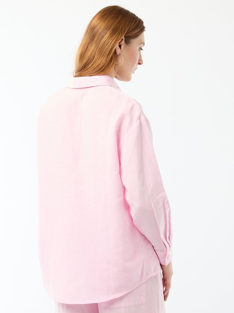 Camicia in misto lino Rosa - Kiabi