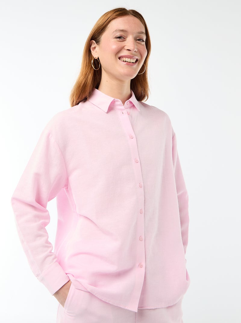 Camicia in misto lino Rosa - Kiabi