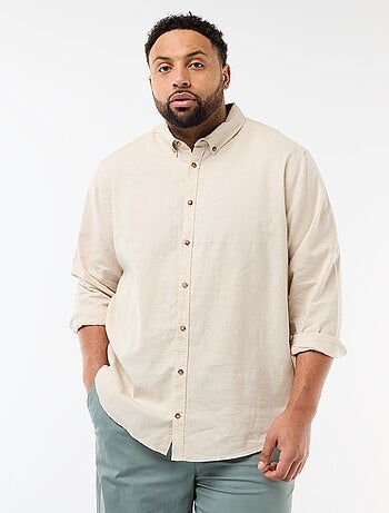 Camicia in misto lino tinta unita