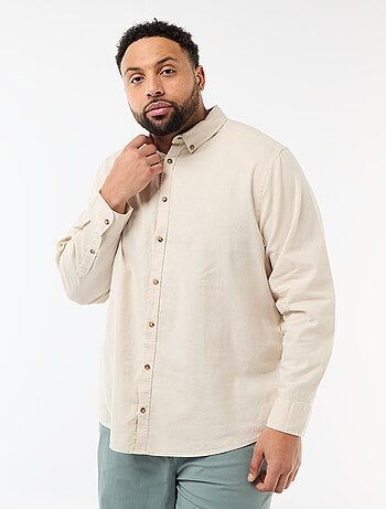 Camicia in misto lino tinta unita