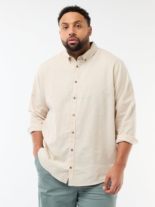 Camicia in misto lino tinta unita - Kiabi