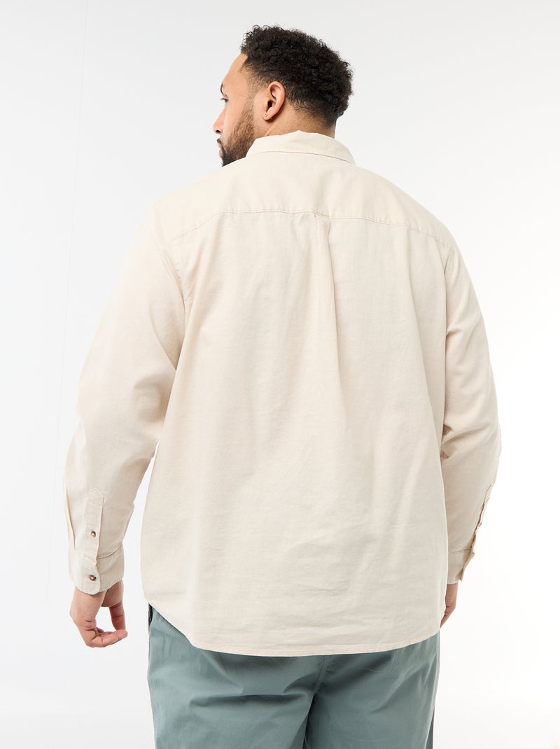 Camicia in misto lino tinta unita Beige - Kiabi