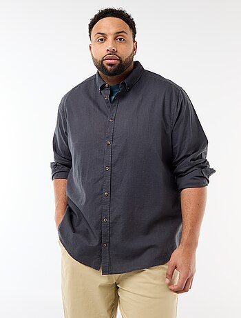 Camicia in misto lino tinta unita