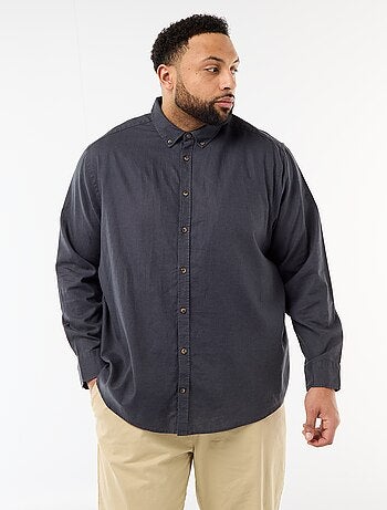 Camicia in misto lino tinta unita