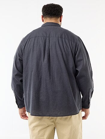 Camicia in misto lino tinta unita