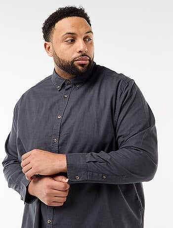 Camicia in misto lino tinta unita