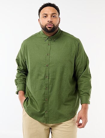 Camicia in misto lino tinta unita