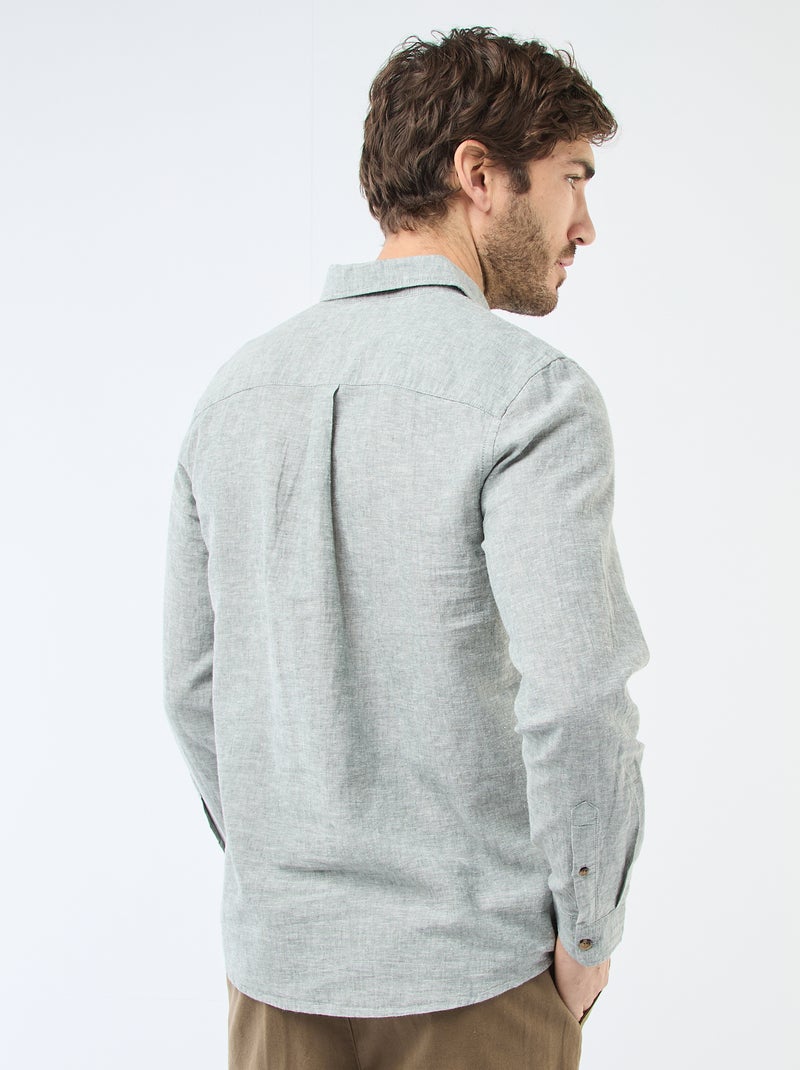 Camicia in misto lino Verde - Kiabi