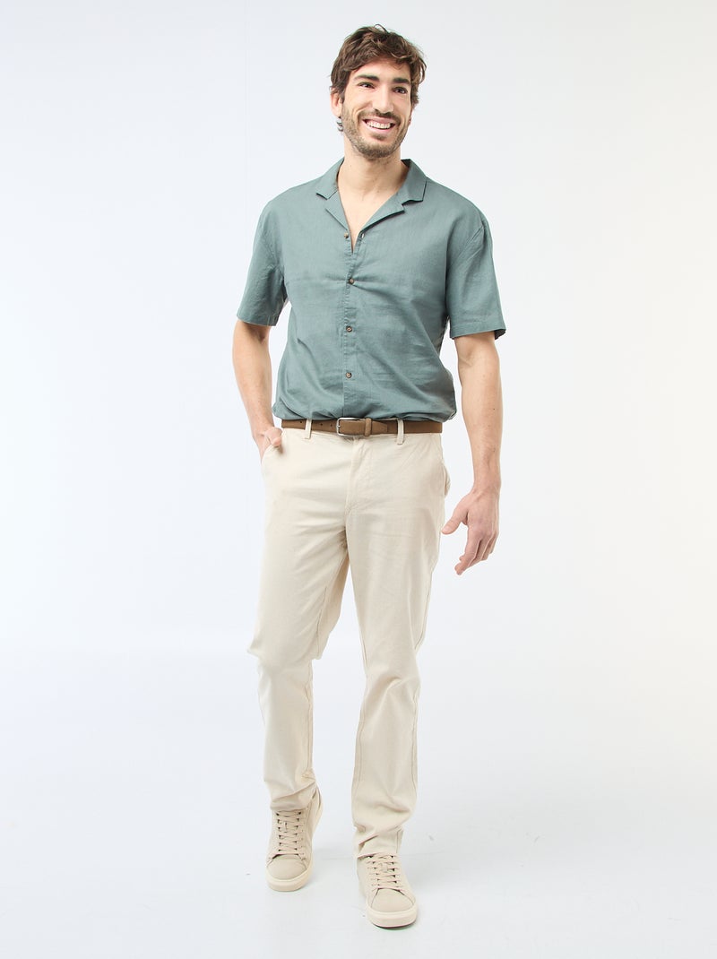 Camicia in misto lino Verde - Kiabi