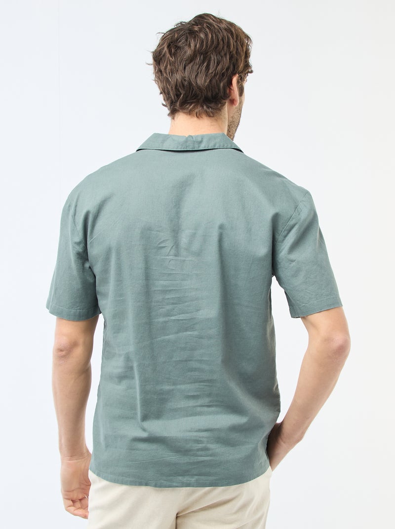 Camicia in misto lino Verde - Kiabi