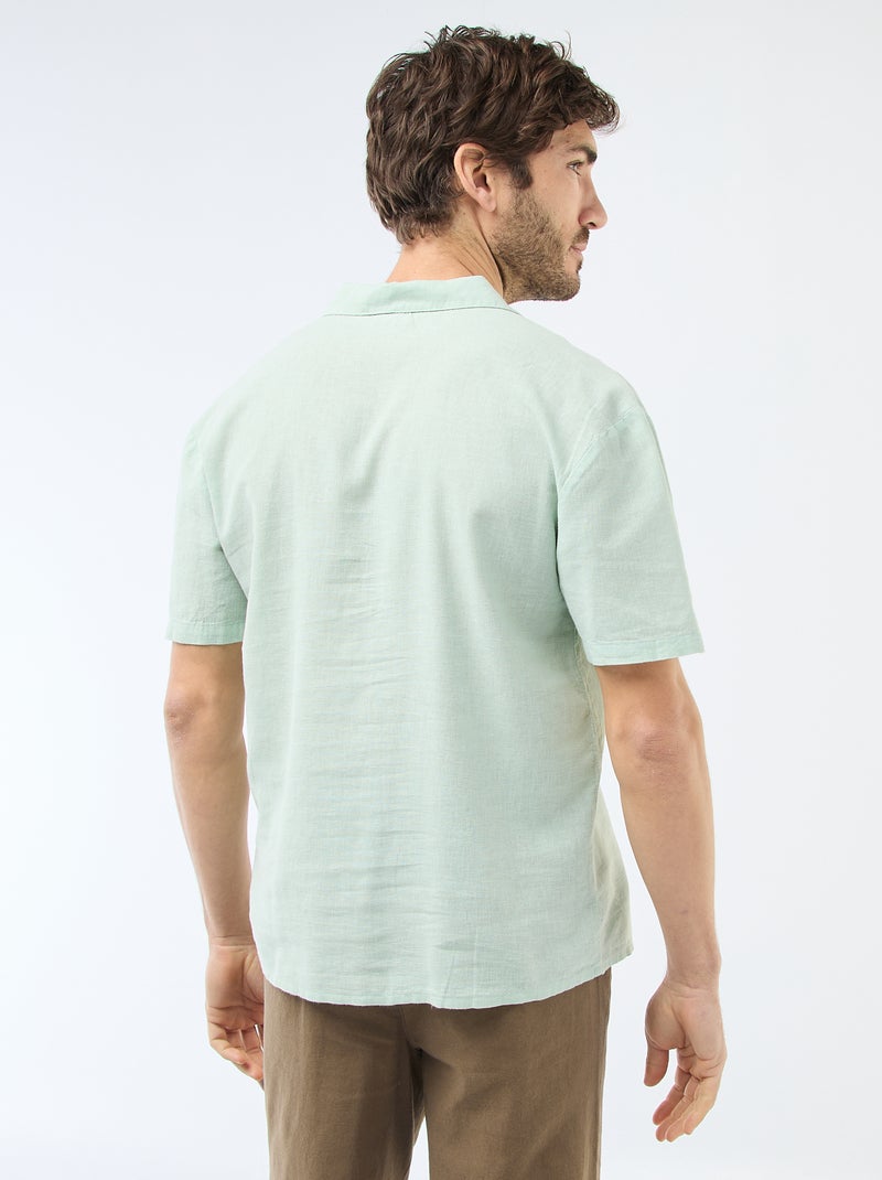 Camicia in misto lino Verde - Kiabi