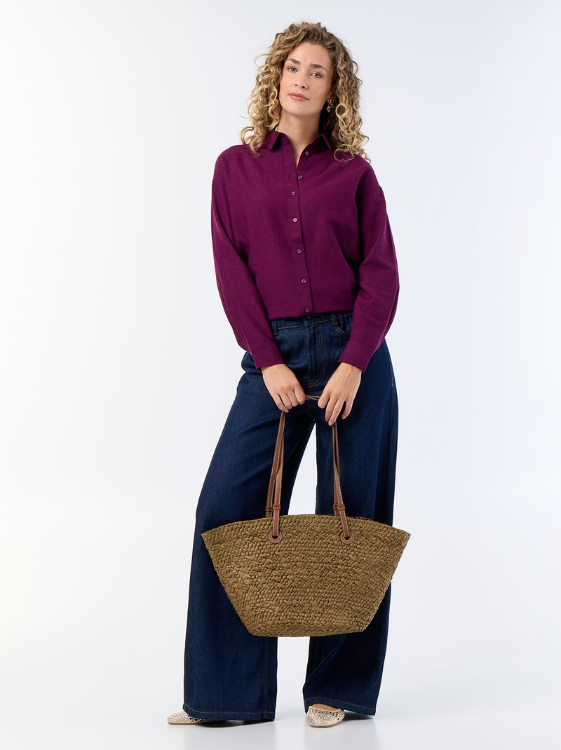 Camicia in misto lino Viola - Kiabi