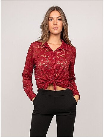 Camicia in pizzo floreale trasparente olirose