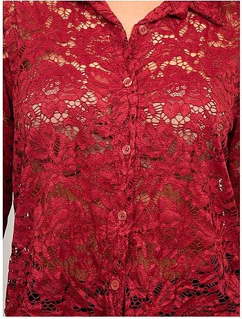 Camicia in pizzo floreale trasparente olirose