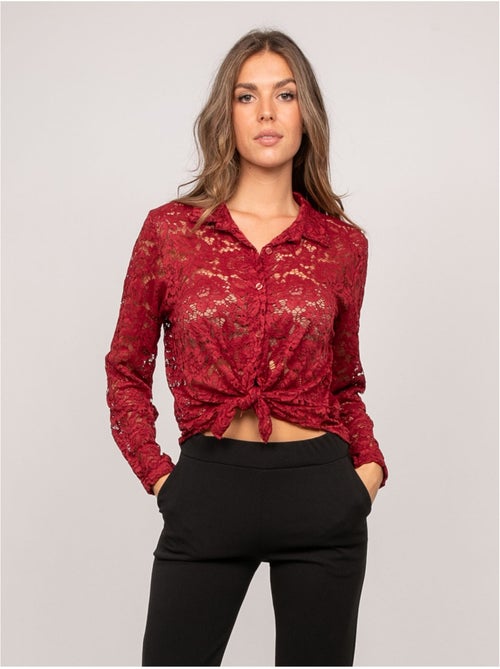 Camicia in pizzo floreale trasparente olirose - Kiabi Camicia in pizzo floreale trasparente olirose - Kiabi