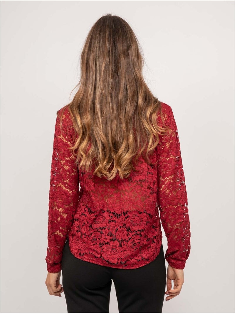 Camicia in pizzo floreale trasparente olirose Bordeaux - Kiabi