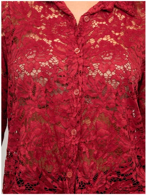 Camicia in pizzo floreale trasparente olirose - Kiabi Camicia in pizzo floreale trasparente olirose - Kiabi