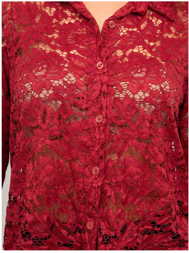 Camicia in pizzo floreale trasparente olirose Bordeaux - Kiabi