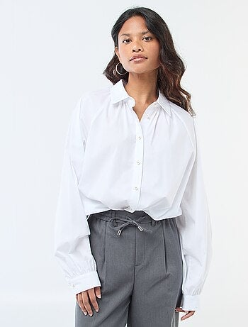Camicia in popeline a maniche ampie