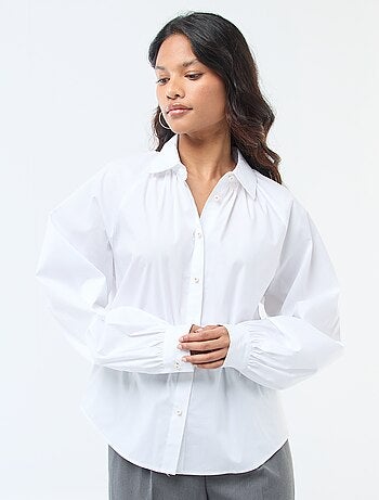 Camicia in popeline a maniche ampie
