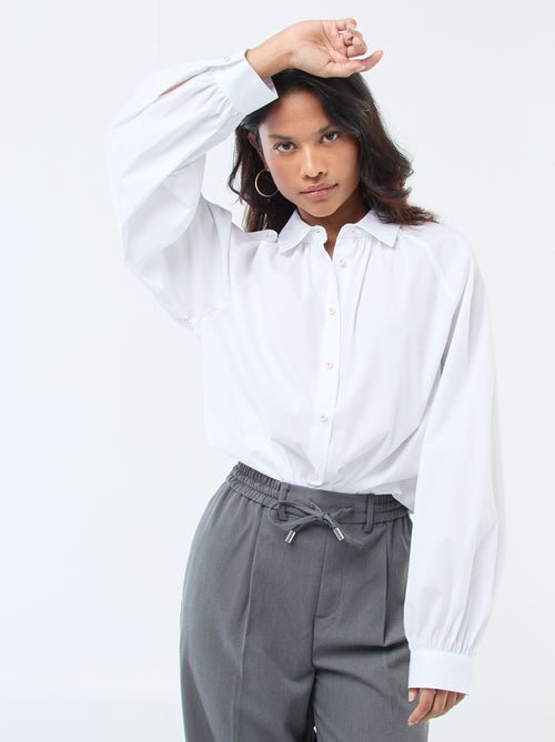 Camicia in popeline a maniche ampie - Kiabi