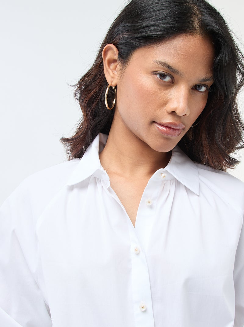 Camicia in popeline a maniche ampie Bianco - Kiabi