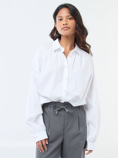 Camicia in popeline a maniche ampie - Kiabi